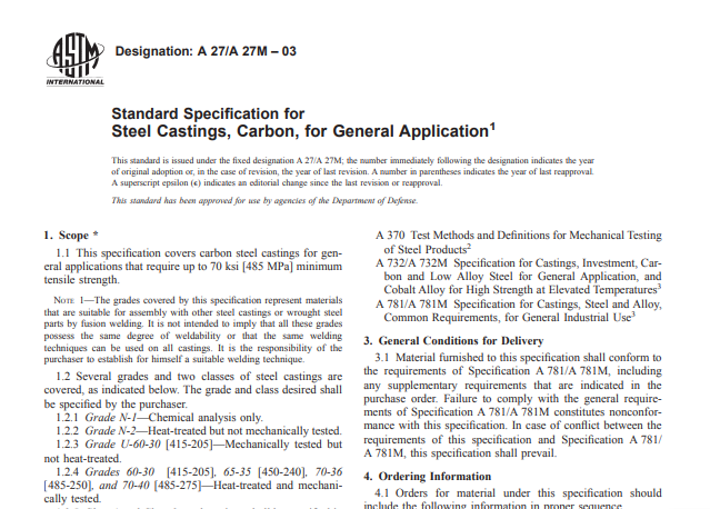 Astm A 27 A 27M – 03 pdf free download