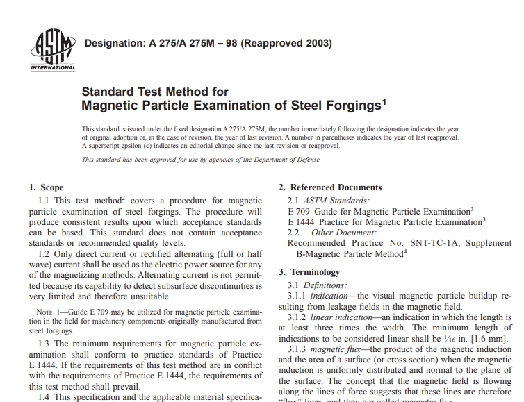 Astm A 275/A 275M – 98 (Reapproved 2003) pdf free download