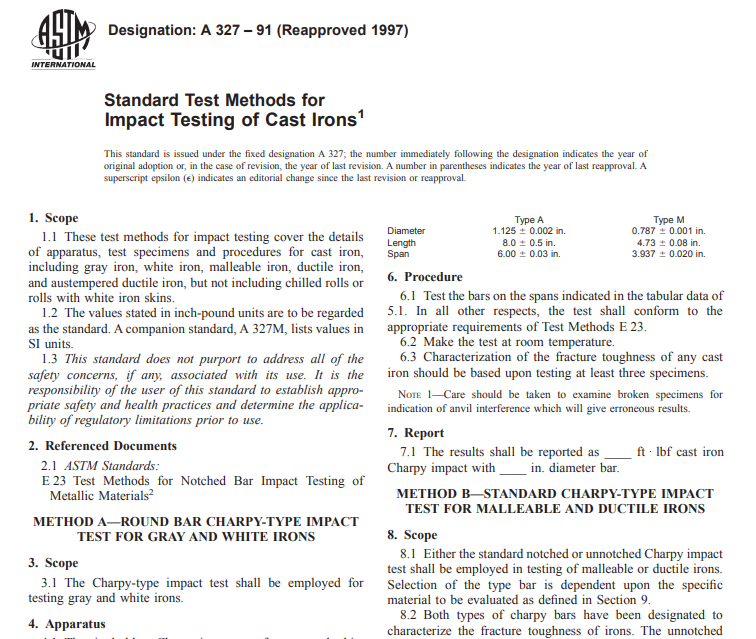 Astm A 327 – 91 (Reapproved 1997) pdf free download