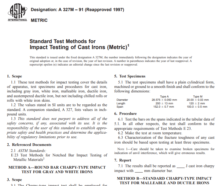 Astm A 327M – 91 (Reapproved 1997) pdf free download
