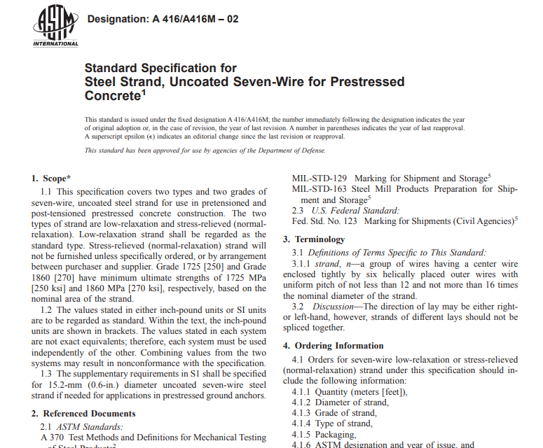 Astm A 416/A416M – 02 pdf free download
