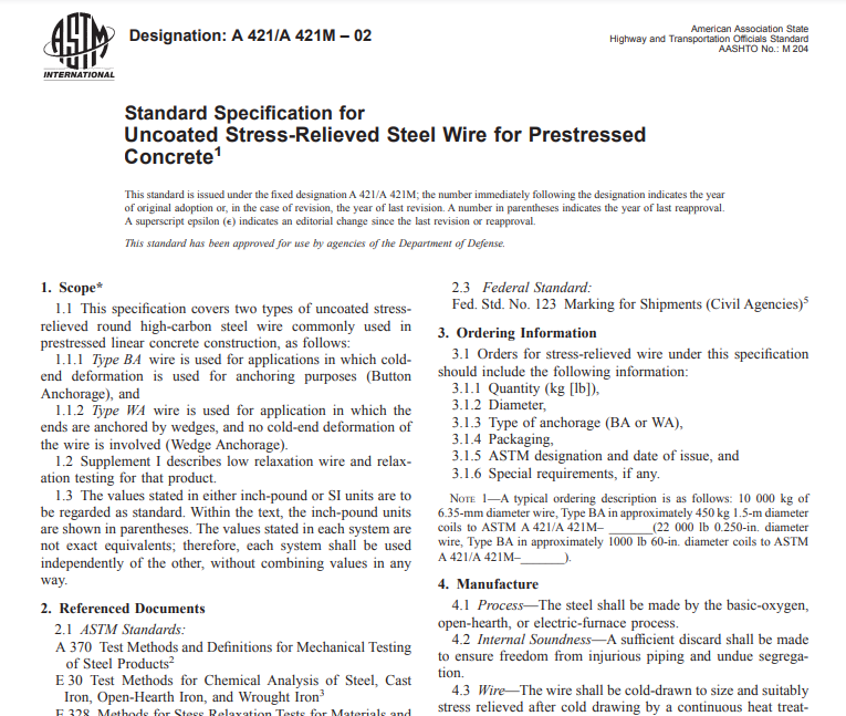 Astm A 421/A 421M – 02 pdf free download