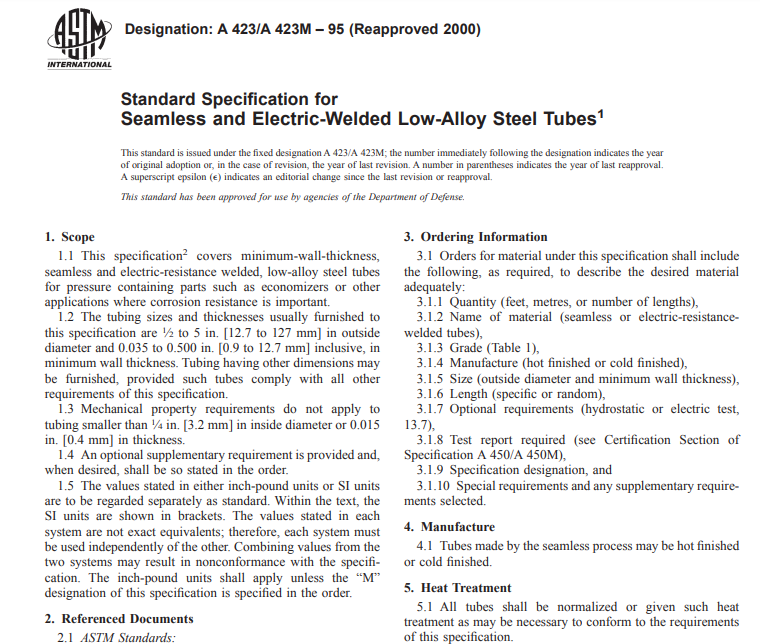 Astm A 423/A 423M – 95 (Reapproved 2000 pdf free download
