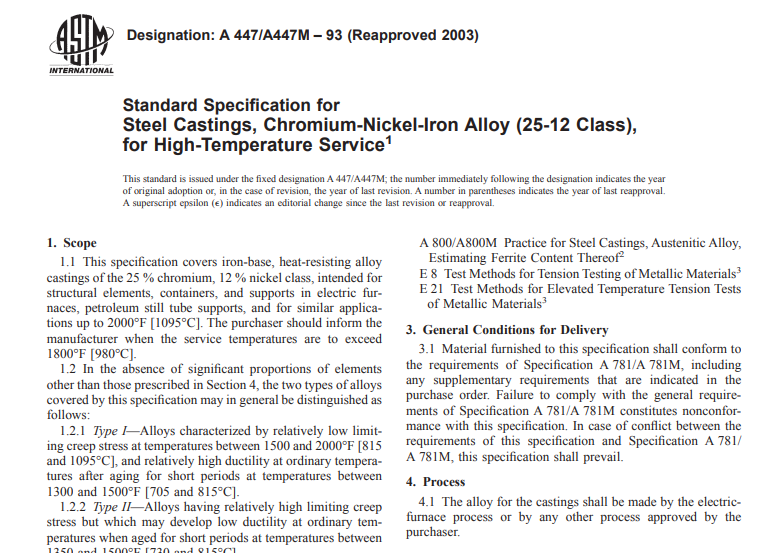 Astm A 447/A447M – 93 (Reapproved 2003 pdf free download