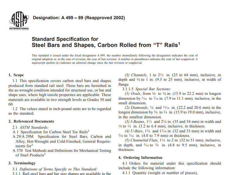 Astm A 499 – 89 (Reapproved 2002) pdf free download