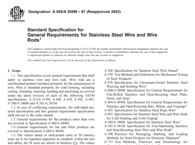 Astm A 555/A 555M – 97 (Reapproved 2002) pdf free download