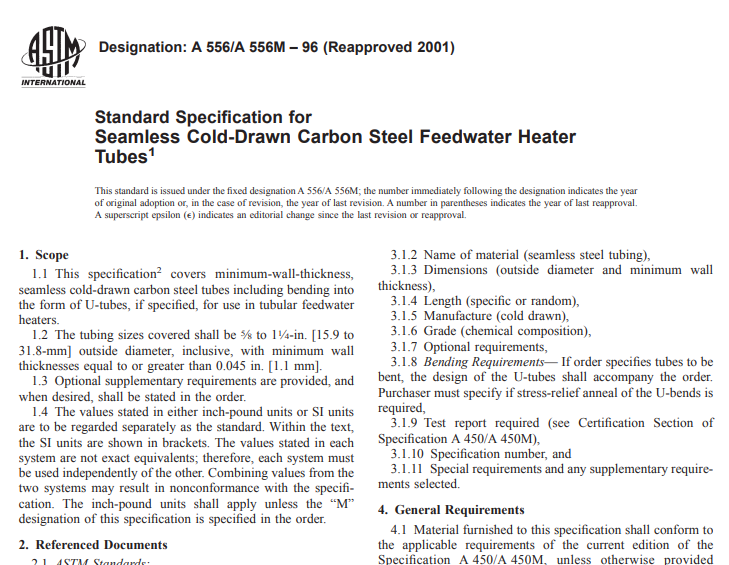 Astm A 556 A 556M – 96 (Reapproved 2001) pdf free