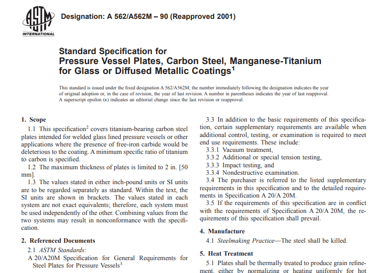 Astm A 562 A562M – 90 (Reapproved 2001) pdf free