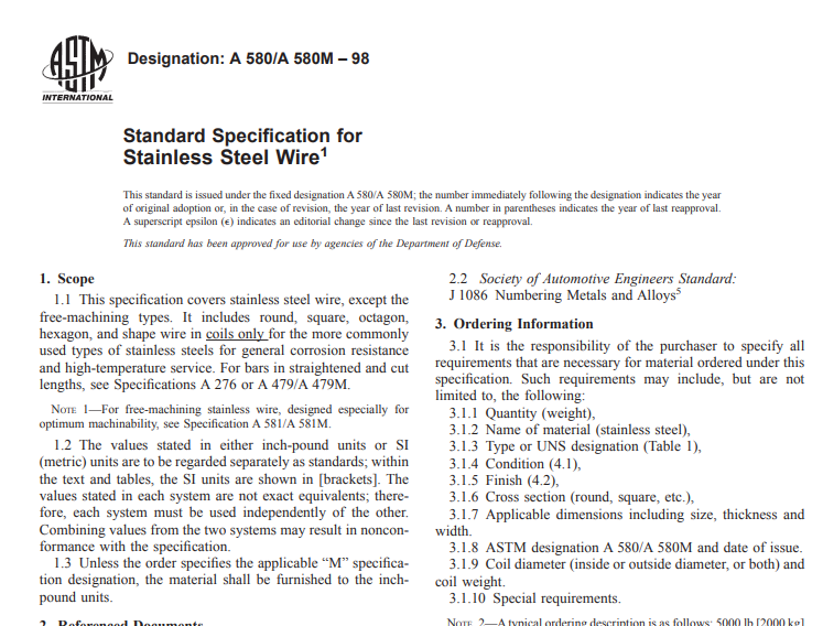 Astm A 580 A 580M – 98 pdf free download