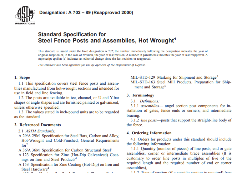 Astm A 702 – 89 (Reapproved 2000) pdf free download