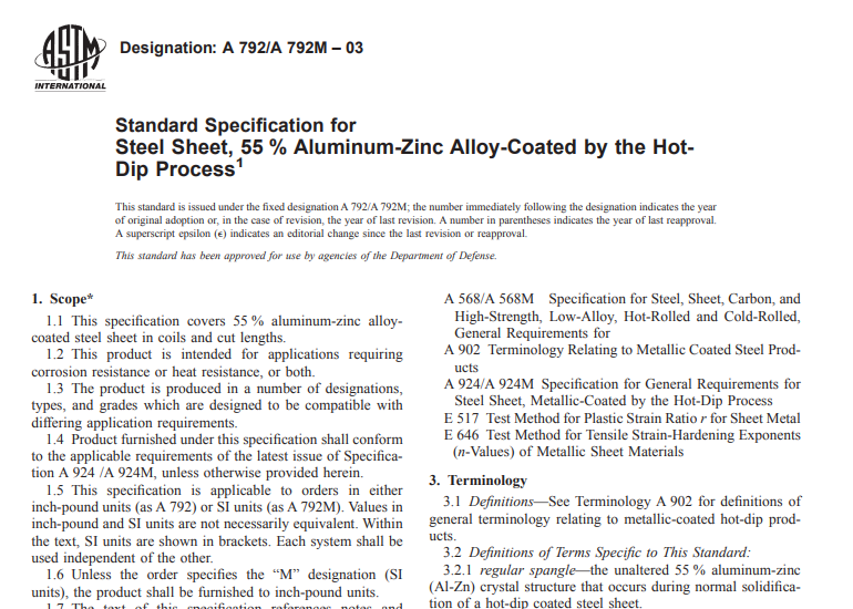 Astm A 792/A 792M – 03 pdf free download