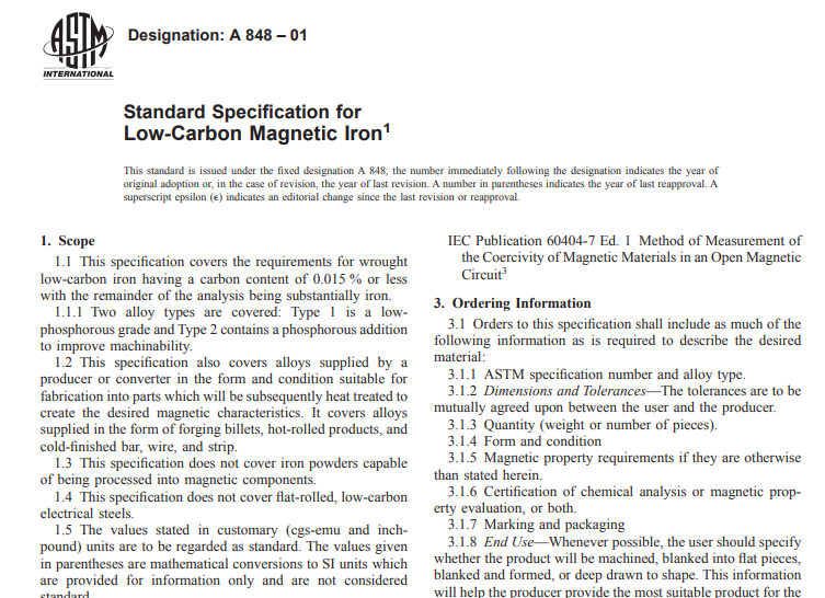Astm A 848 – 01 pdf free download