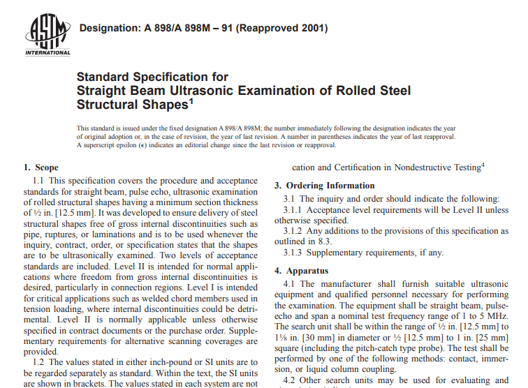Astm A 898/A 898M – 91 (Reapproved 2001) pdf free download