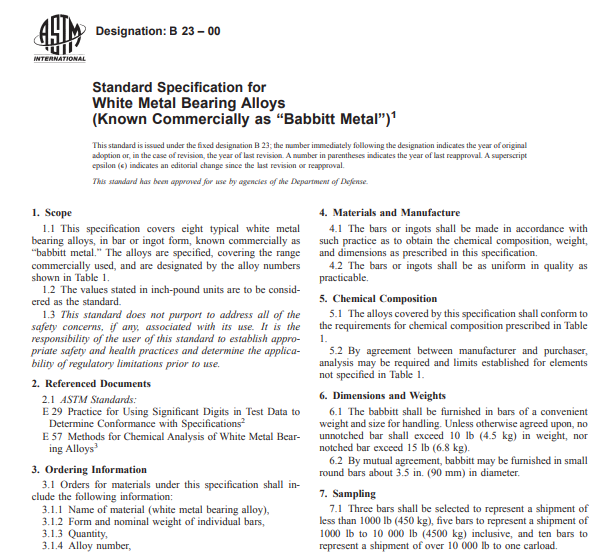 Astm B 23 – 00 pdf free download