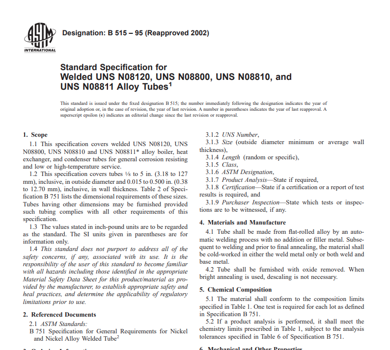 Astm B 515 – 95 (Reapproved 2002) Pdf free downlaod