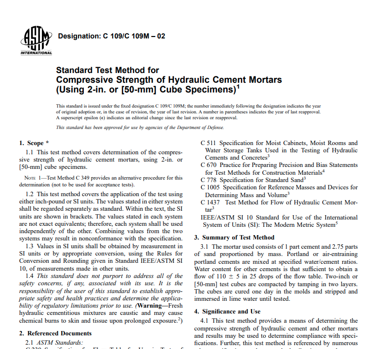 Astm C 109 C 109m 02 Pdf Free Download