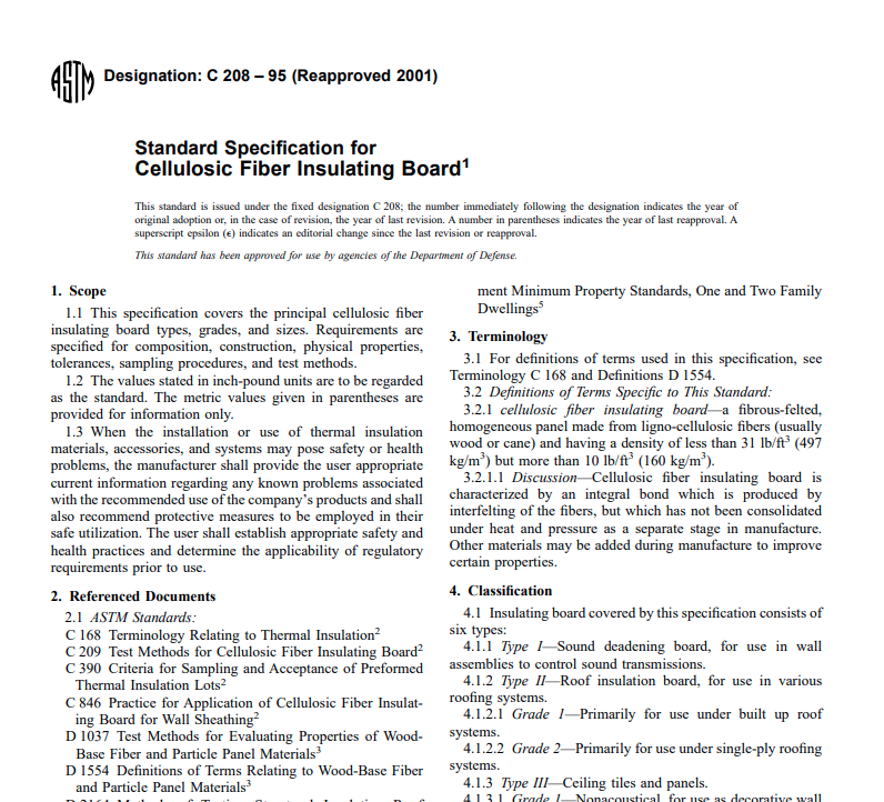 Astm C 208 – 95 (Reapproved 2001) Pdf free download