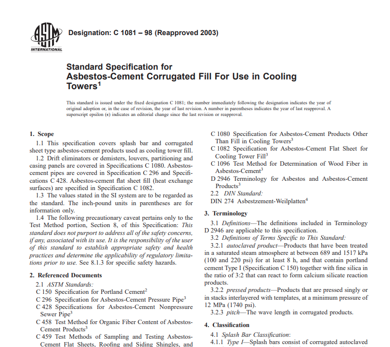 Astm C 1081 – 98 (Reapproved 2003) Pdf free download