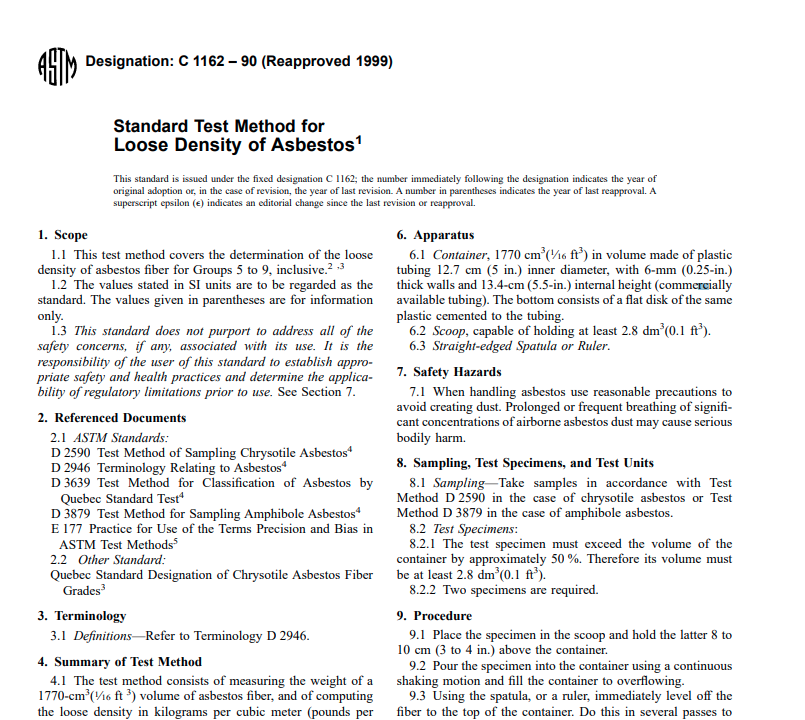 Astm C 1162 – 90 (Reapproved 1999) pdf free download