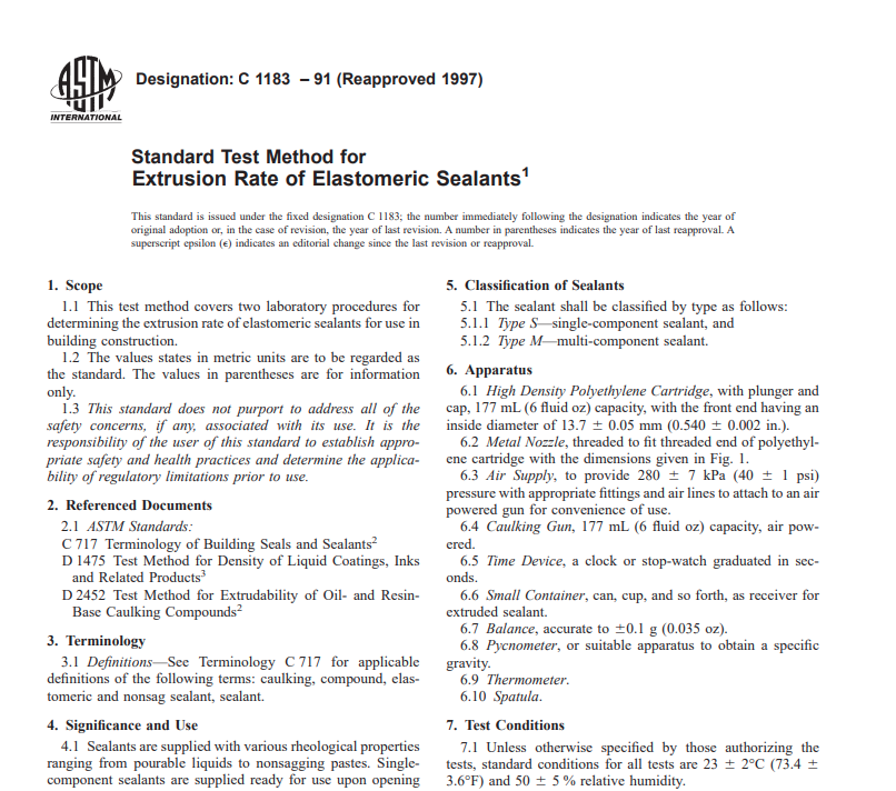 Astm C 1183 – 91 (Reapproved 1997) Pdf free download