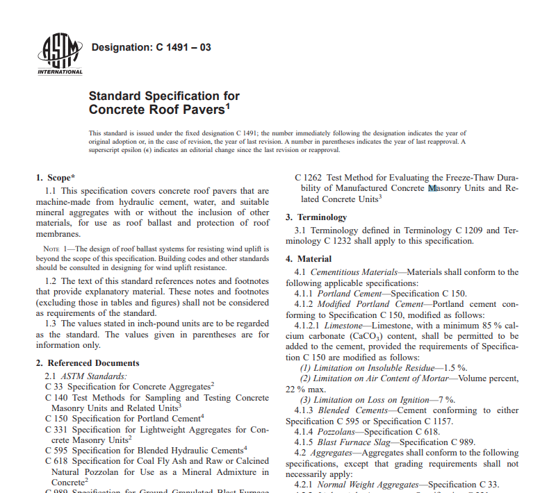 Astm C 1491 – 03 pdf free download
