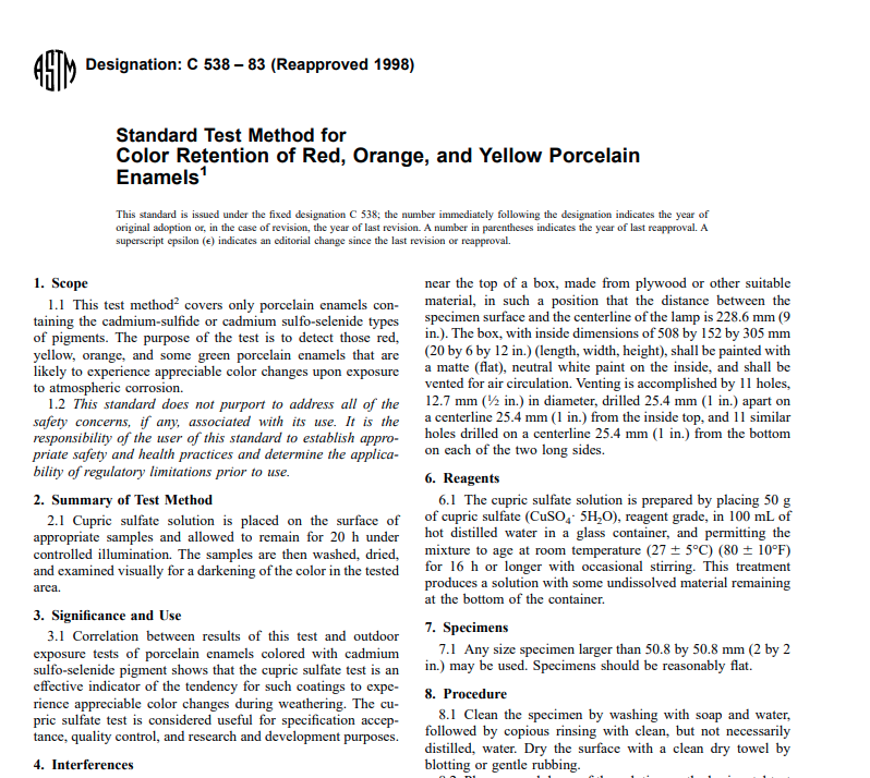 Astm C 538 – 83 (Reapproved 1998) Pdf free download