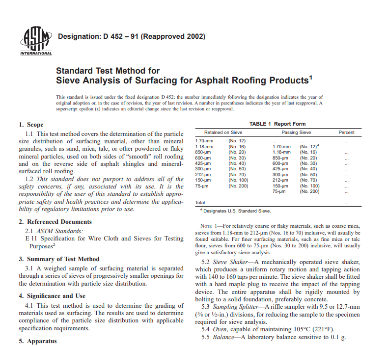 Astm D 452 – 91 (Reapproved 2002) Pdf free download