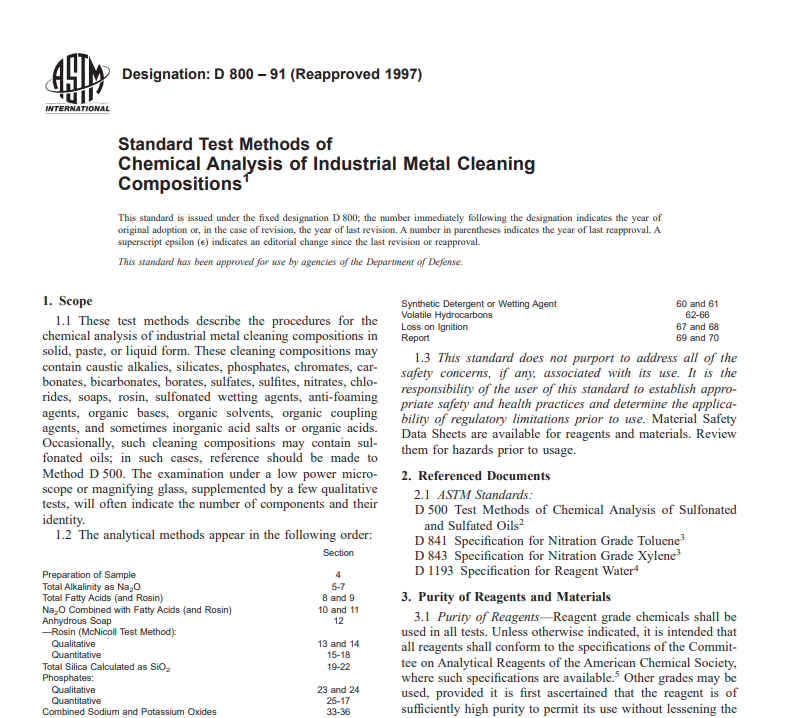 Astm D 800 – 91 (Reapproved 1997) Pdf free download