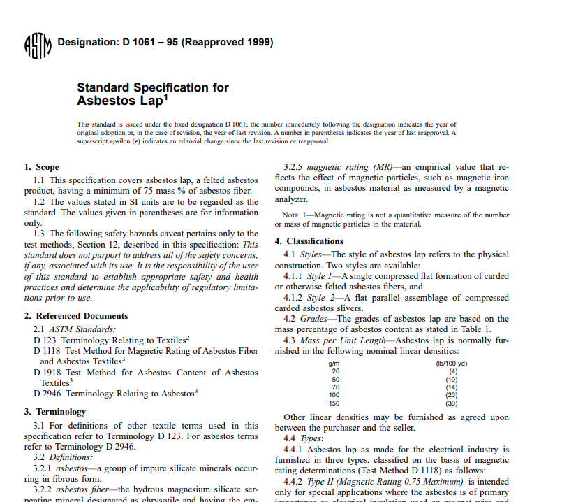Astm D 1061 – 95 (Reapproved 1999) Pdf free download