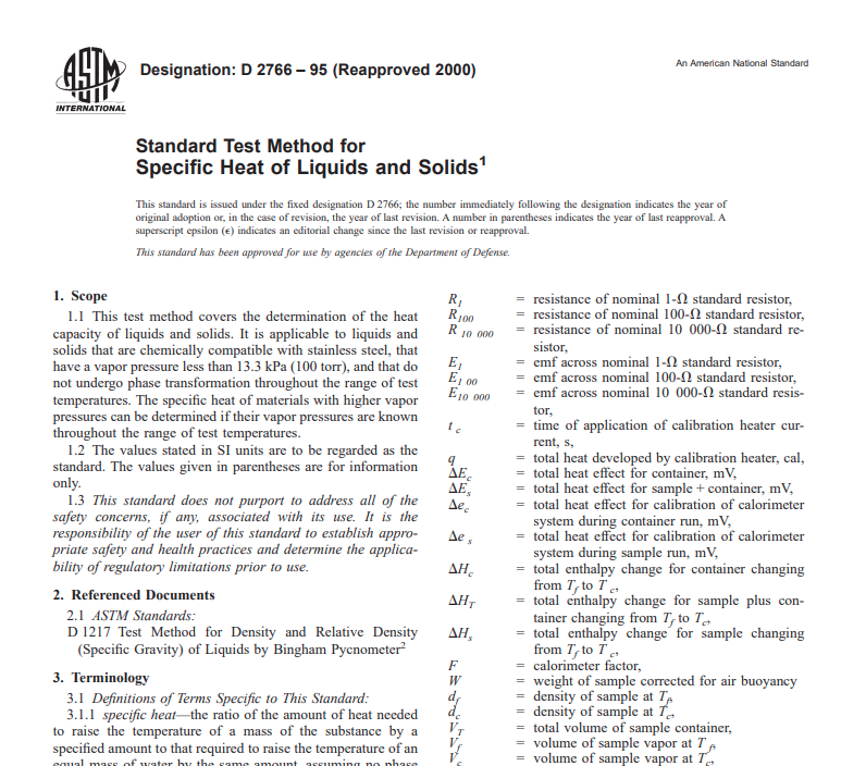 Astm D 2766 – 95 (Reapproved 2000) Pdf free download