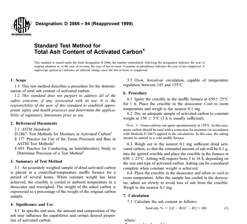 Astm D 2866 – 94 (Reapproved 1999) Pdf free download