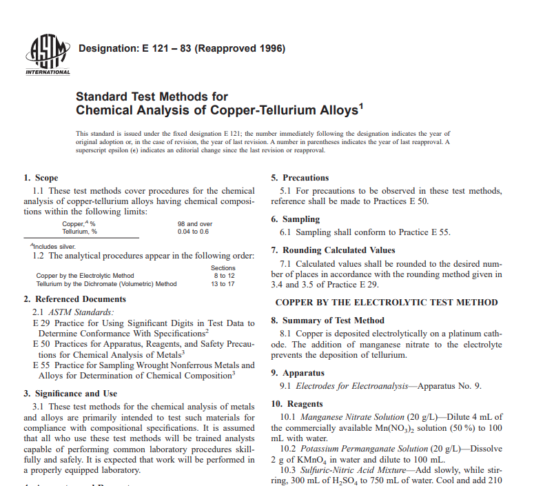 Astm E 121 – 83 (Reapproved 1996) Pdf free download